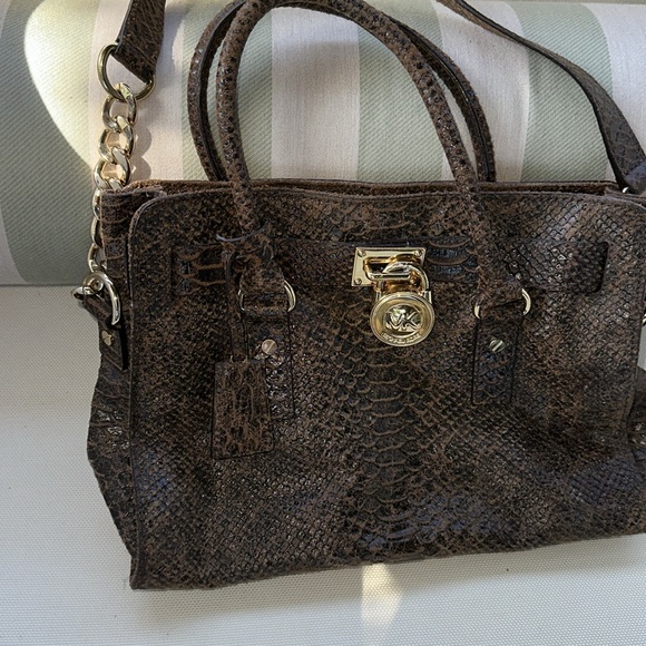 Michael Kors Gold and Brown Satchel with Elegant Hardware - Picture 8 of 9